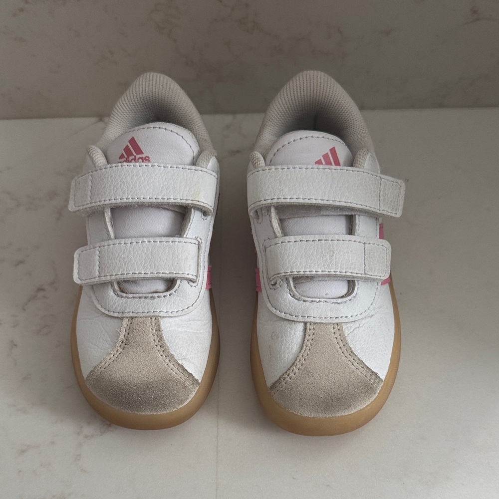 Adidas Kids Pink and White Sneakers